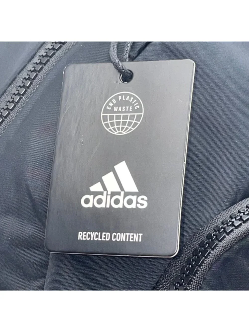 Adidas Unisex Black Recycled Content Adjustable Straps Linear 3 Mini Backpack - Picture 7 of 12